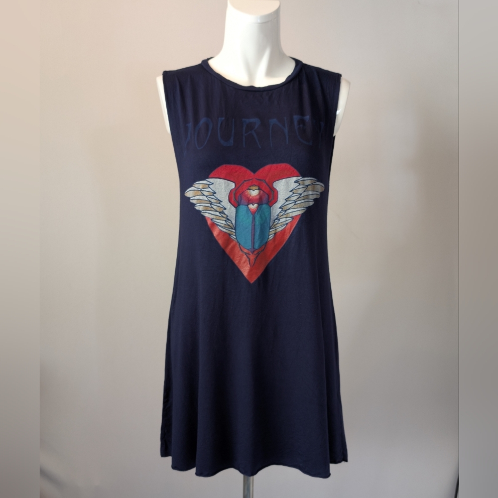 Lauren Moshi Navy Blue Graphic Tank Top